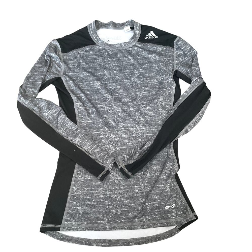 Adidas Techfit Compression Long Sleeve Shirt - Heather Grey/Black - Size S